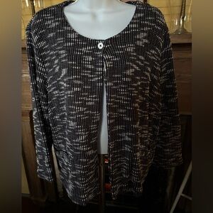 Kim Rogers Size XL Women’s Jacket Black/White 48” Bust 24” Cotton Poly